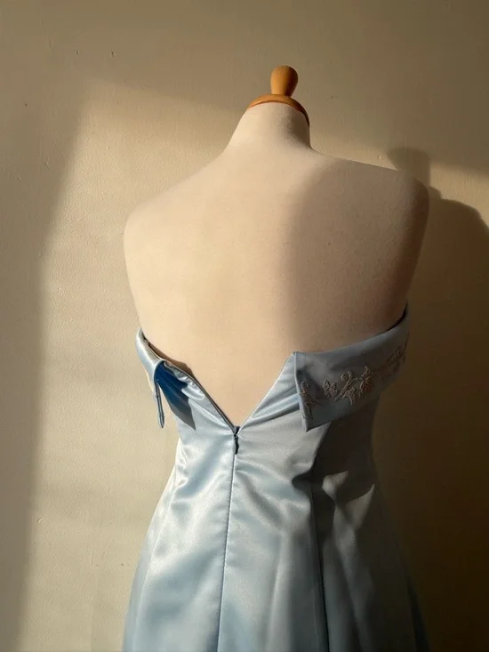 Vintage 90s Fairweather Strapless Blue Gown | Cinderella Bridesmaid Prom Dress - Picture 9 of 13